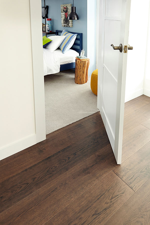 hallway with vinyl flooring